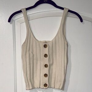 Urban Outfitters Cream Ribbed Crop Top